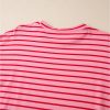 Strawberry Pink Striped Semi-Fitted Shift T-Shirt Dress with 3/4 Sleeves - Image 13