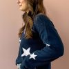 Women's Sail Blue Star Pattern Drop Shoulder Knitted Sweater - Image 3