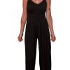 Women's Black Spaghetti Straps Open Back Pleated Wide Leg Jumpsuit - Casual Summer Fashion - Image 11