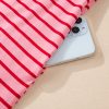 Strawberry Pink Striped Semi-Fitted Shift T-Shirt Dress with 3/4 Sleeves - Image 8