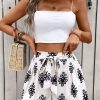 Women's Black Tribal Geometric Print Belted High Waist Casual Shorts - Image 6