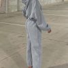 Women's Fashionable Gray Solid Drop Shoulder Hoodie and Joggers Activewear Set - Image 3