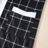 Women's Black Plaid Colorblock Edge Open Cardigan with Pockets - Image 11