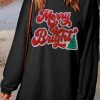 Women's Black Merry & Bright Christmas Tree Pattern Baggy Sweatshirt - Image 8