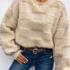 Women's Parchment Checkered Sherpa Crew Neck Sweater - Image 5