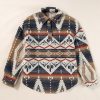 Women's Brown Western Aztec Collared Button-Up Sweatshirt for Fall - Image 4