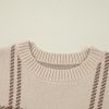 Women's Khaki Plaid Pattern Knitted Long Sleeve Drop Shoulder Sweater - Image 10