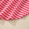 Strawberry Pink Striped Semi-Fitted Shift T-Shirt Dress with 3/4 Sleeves - Image 12