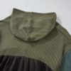 Women's Laurel Green Colorblock Patchwork Hooded Top with Wide Sleeves - Image 11