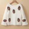 Women's White Colorblock Floral Pattern Long Sleeve Sweater - Image 11