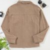 Female Dark Khaki Textured Chest Pocket Long Sleeve Shirt Jacket - Image 13