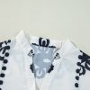 Women's White Abstract Printed Bell Sleeve Buttoned Babydoll Blouse - Image 12