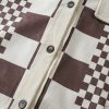 Women's Brown Checkered Print Corduroy Shacket - Image 9