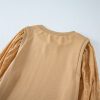 Women's Pale Khaki Textured Patchwork Round Neck Sweatshirt - Image 6