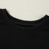 Women's Black Solid Pullover Sweatshirt with O Neck and High Low Hem - Image 12