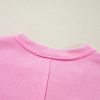 Women's Sachet Pink Loose Fit Solid Color Buttoned Neckline Sweatshirt - Image 8