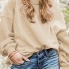 Women's Plus Size Apricot Patchwork Crewneck Sweatshirt - Image 7