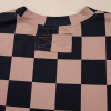 Women's Light French Beige Checkmate Boyfriend Casual Tee - Stylish Checker Pattern - Image 9