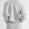 Women's Light Grey Stand Neck Zipped Sweatshirt and Shorts Set - Trendy Two Piece Outfit - Image 5
