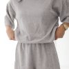 Women's Gray Solid Color 2-Piece Shorts Set - Casual Loose Tee and High Waist Shorts - Image 4