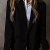 Women's Black Lapel Flap Pocket Buttoned Blazer - Image 7