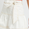 Women's White Contrast Stitching Knotted High Waist A-Line Mini Skirt - Image 2