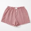 Women's Red Plaid Gingham High Waist Shorts with Elasticated Waistband - Image 6