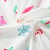 Women's White Christmas Print Lapel Sleep Shirt and Pants Set - Image 17