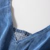 Women's Ashleigh Blue V Neck Short Sleeve Denim Loose Jumpsuit with Smocked Back - Image 10