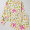 Women's Multicolour Bowknot Pattern Long Sleeve Top and Shorts Set - Image 6