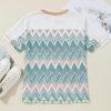 Women's White Chevron Patchwork Raglan Sleeve Knitted T-Shirt - Casual and Comfy - Image 16