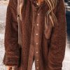 Women's Red Clay Faux Shearling Teddy Bear Long Sleeve Jacket - Image 6