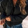 Women's Black Checkerboard Full Zipper Puffer Jacket - Image 6