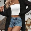 Women's Black Crochet Open Front Cardigan - Image 6