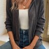 Women's Dark Grey Zip Up Hoodie with Drawstring and Front Pocket - Image 6