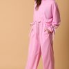 Women's Bonbon Solid Color Drawstring Long Sleeve Two Piece Set - Image 2