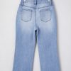 Women's Beau Blue Mineral Wash High Waist Flared Jeans with Raw Hem Detail - Image 5