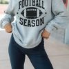 Women's Gray Football Season Graphic Crewneck Sweatshirt - Perfect for Game Days - Image 3
