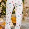 Women's White Christmas Print Lapel Sleep Shirt and Pants Set - Image 3