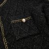 Chic Women's Black Shimmer Button-Up Cardigan with Flap Pockets - Image 12