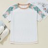 Women's White Chevron Patchwork Raglan Sleeve Knitted T-Shirt - Casual and Comfy - Image 15