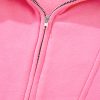 Women's Bonbon Pink Zip-up Stand Neck Kangaroo Pocket Sweatshirt - Image 15