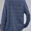 Women's Real Teal Pointelle Knit Boat Neck Drop Shoulder Sweater - Image 2