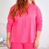 Women's Rose Red Textured Hoodie and Shorts Plus Size Two-Piece Set - Image 5