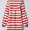 Women's Pink Stripe Collared V Neck Long Sleeve Casual Dress with Pockets - Image 8