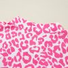 Women's Bright Pink Leopard Printed Long Sleeve Buttoned Front Mini Dress - Image 10