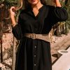 Women's Black 3/4 Sleeve Button Up Long Kimono - Image 8