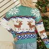 Women's Canton Christmas Reindeer Snowflake Colorblock Turtleneck Sweater - Image 2