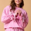 Women's Bonbon Solid Color Drawstring Long Sleeve Two Piece Set - Image 3