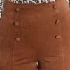 Women's Chestnut Solid Color Double Breasted High Waist Straight Leg Pants - Image 7